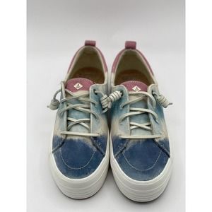 Sperry Womens Crest Vibe Platform Canvas Sneaker Pink Blue White Tie Dye 8